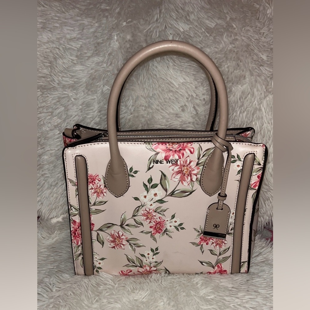 Nine West aideen  Pink Begonia Floral Satchel